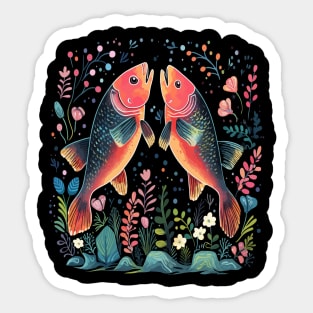 Trout Couple Valentine Sticker